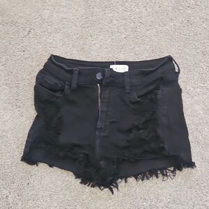 Cello Black Distressed Denim Shorts
